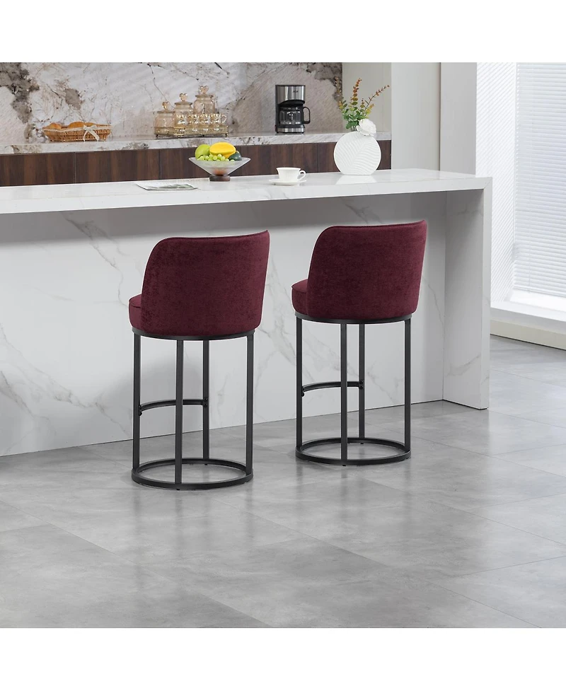Streamdale Furniture Streamdale Counter Height Bar Stools Set of 2, Modern Barrel Counter Stools with Backrest