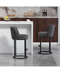 Streamdale Furniture Streamdale Counter Height Bar Stools Set of 2, Modern Barrel Stools with Backrest, Linen Fabric