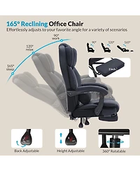 Streamdale Furniture Streamdale Office Chair with Foot Rest, Executive, Reclining, Pu Leather Comfy Swivel Chair