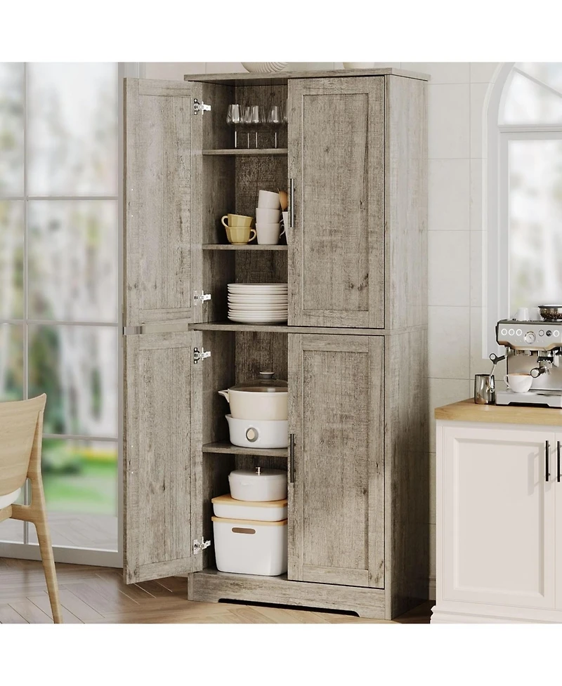 gaomon 70" Tall Kitchen Pantry Cabinet with Doors and Adjustable Shelves, Freestanding Storage Cabinet, Grey