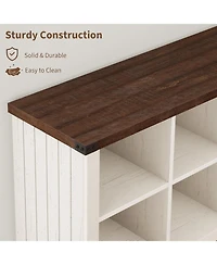 gaomon 8 Cube Storage Organizer Bookshelf, 62" Long 3-Tier Farmhouse Bookcase for Entryway or Living Room