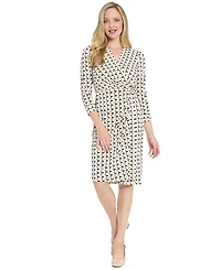 London Times Petite Faux Wrap Midi Dress