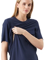 Ripe Maternity Mike Rib Nursing Top Navy