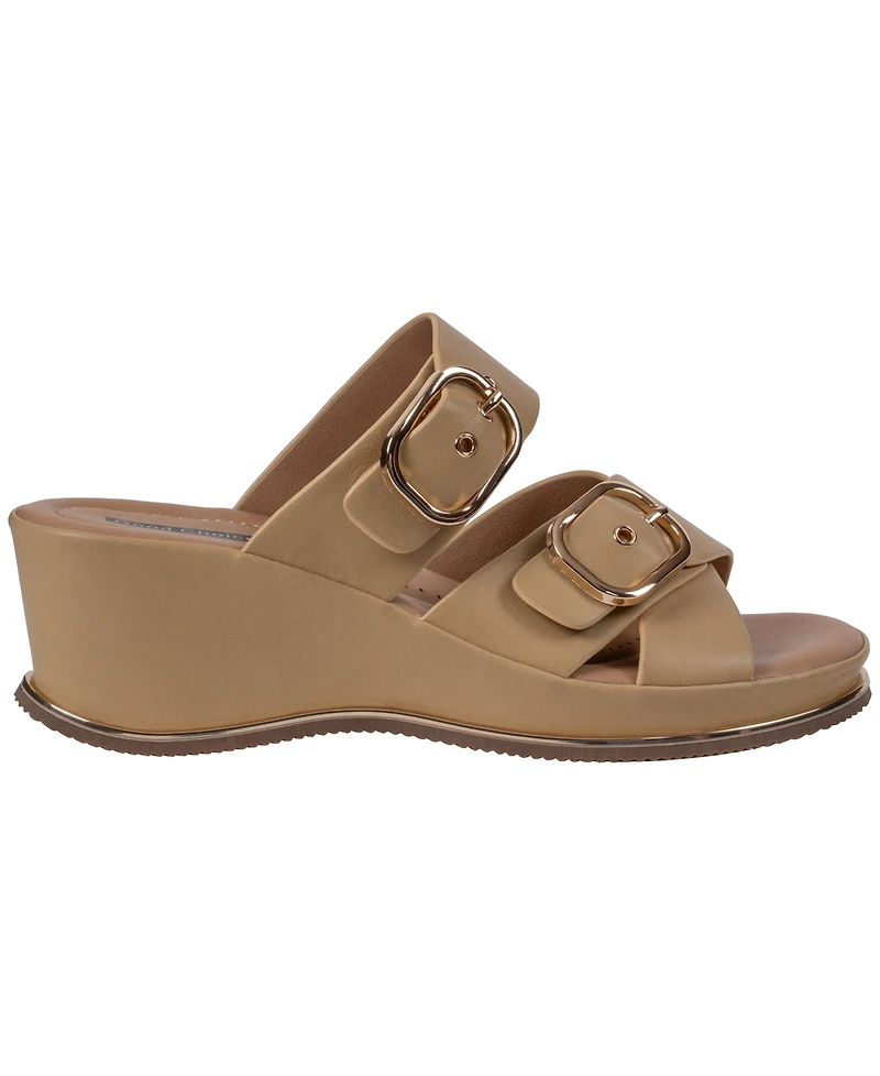 Gc Shoes Women's Olana Buckle Round Toe Wedge Sandals