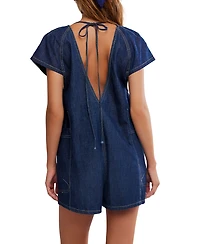 Free People Women's Fall V-Neck Denim Romper