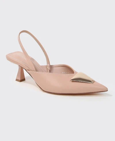 Berness Cielo Slingback Pumps with Gold-ToneTrapezoid Accent
