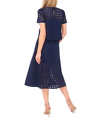 CeCe Women's Short-Sleeve Circle Eyelet Top