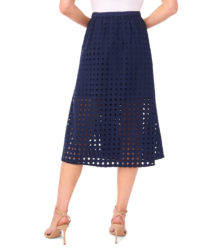 CeCe Women's Circle Eyelet Midi Skirt