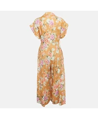 Pre-Owned Zimmermann Women's Brown Floral Print Linen Jumpsuit