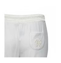 Pre-Owned Roberto Cavalli Women's White Cotton Rib Knit Detailed Cropped Joggers