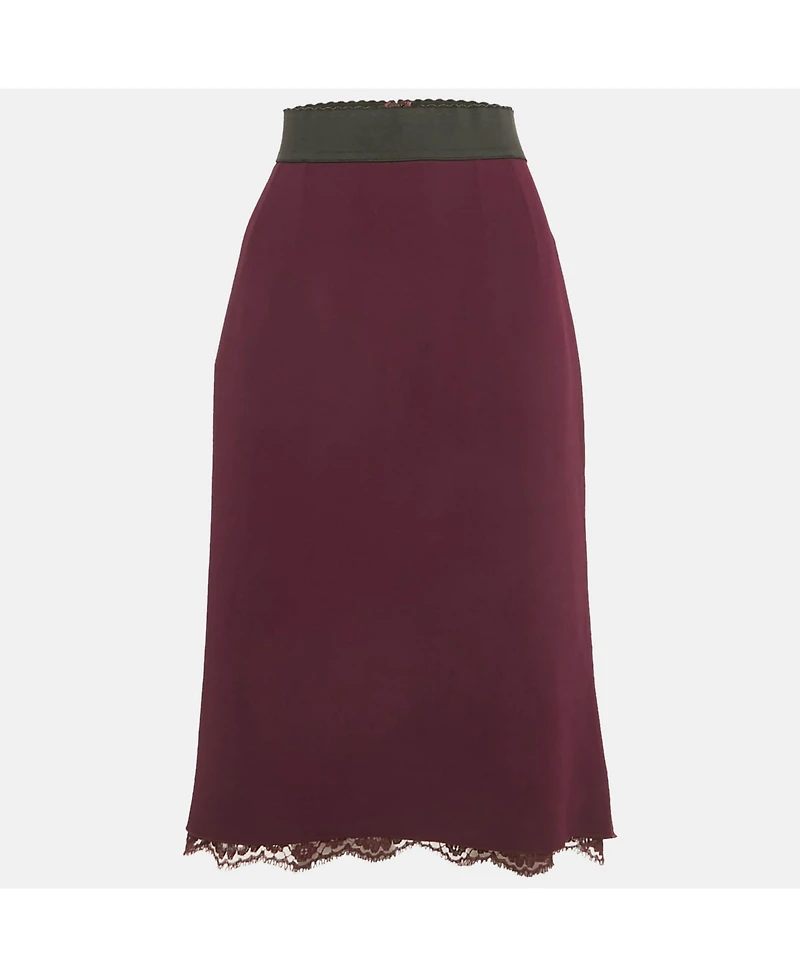 Pre-Owned Dolce & Gabbana Women's Purple Crepe Pencil Skirt