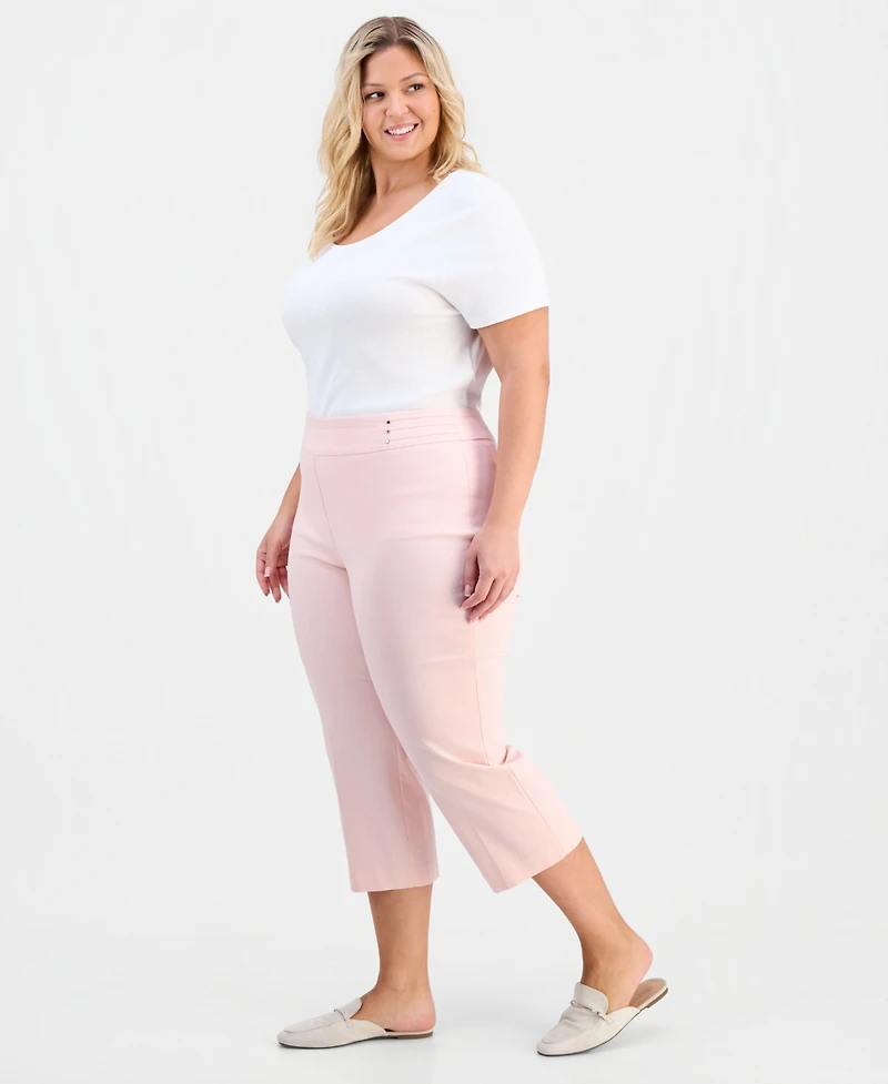 Jm Collection Plus Tummy Control Pull-On Capri Pants, Exclusively at Macy's