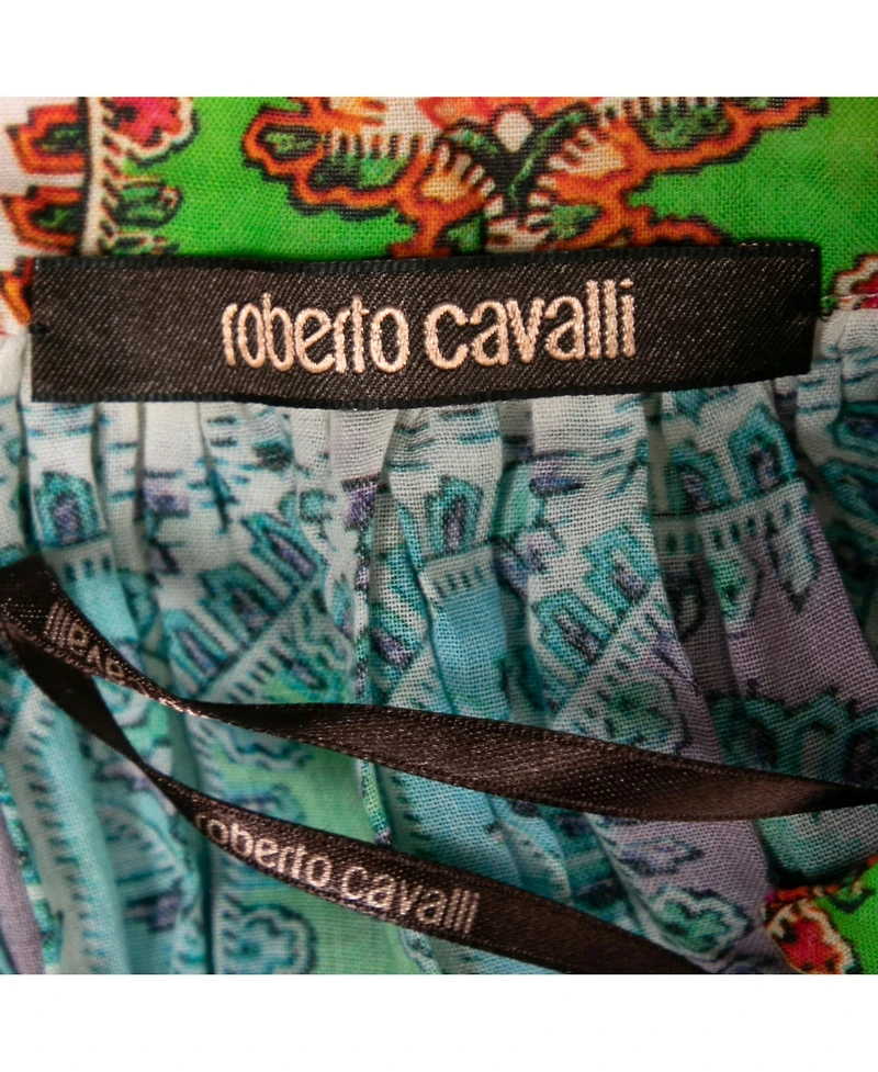 Pre-Owned Roberto Cavalli Women's Multicolor Printed Cotton Maxi Skirt