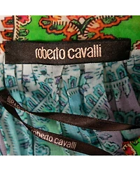 Pre-Owned Roberto Cavalli Women's Multicolor Printed Cotton Maxi Skirt