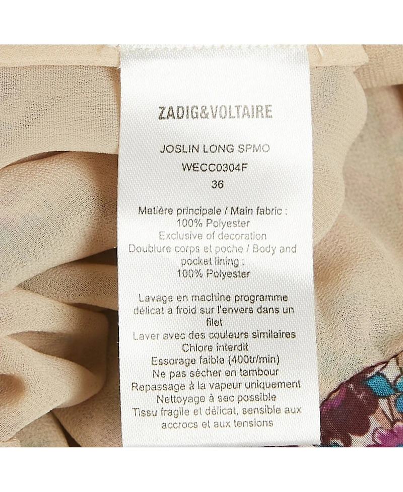 Pre-Owned Zadig & Voltaire Women's Purple Floral Printed Chiffon Embellished Detail Midi Skirt