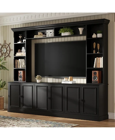Streamdale Furniture Elegant 4-Piece Entertainment Center with Bookshelf & Tv Stand
