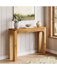 Tribesigns Solid Wood Console Table for Entryway, 41.3-Inch Farmhouse Sofa Table Behind Couch, Natural