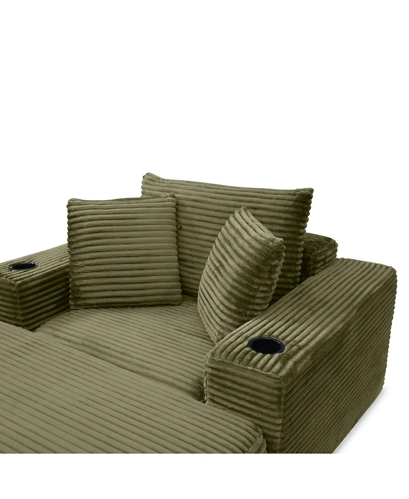 Streamdale Furniture 52.4" Boneless Chaise Lounge Indoor Oversized Cloud-Like Cozy Modular 3-in-1 Sofa Bed, Green