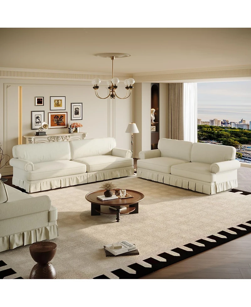 Streamdale Furniture Luxuriously Comfortable 3&4-Seater Cloud Couch, Chenille Sofa with Rolled Arms