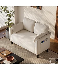 Streamdale Furniture 48" Corduroy Loveseat Couch with Cushions & Side Storage