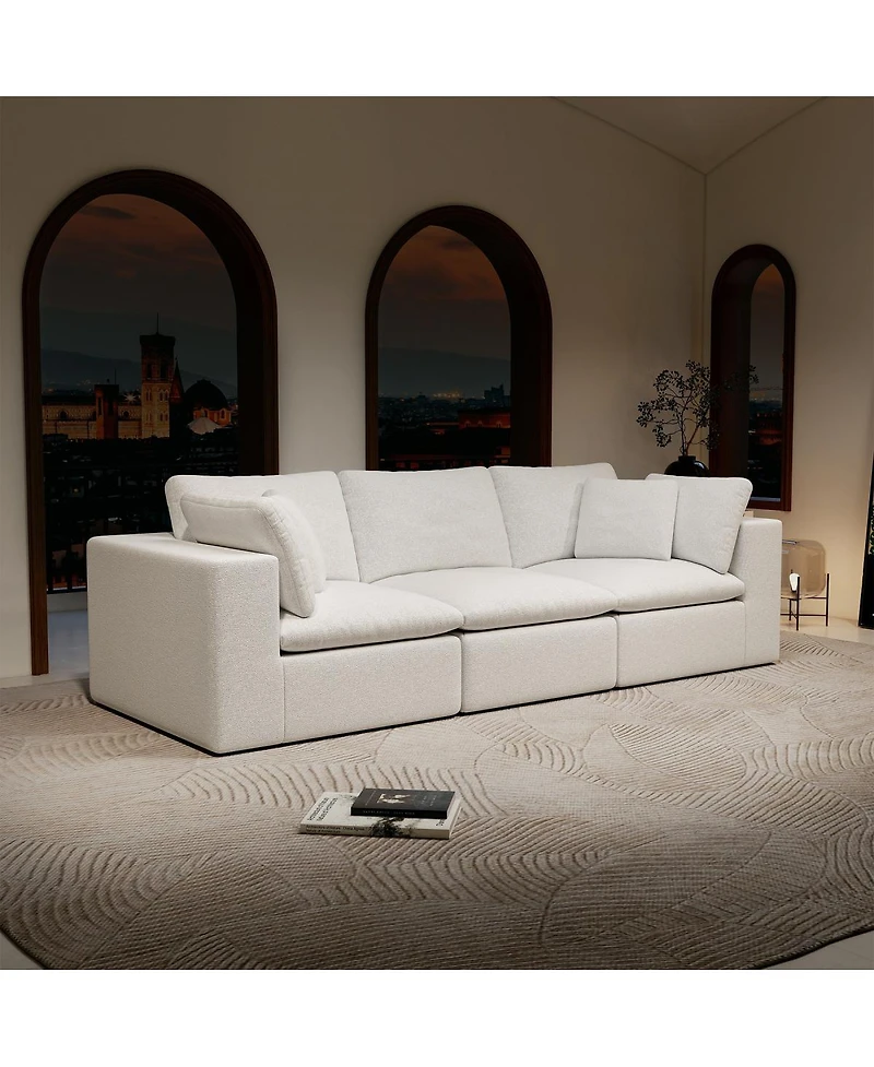 Streamdale Furniture Modular Sectional Sofa Seat, Upholstered Couch, No Assembly, 3PC Free Combination, White