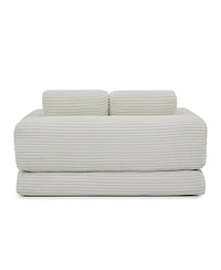 Streamdale 2-in-1 Folding Convertible Sofa Bed, Modern Corduroy Sleeper Couch with 2 Pillows, Beige