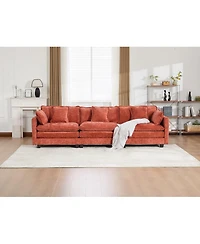 Streamdale Cloud Sofa 3 Seats, Modern Sectional Couch, Comfy Upholstered Seat Cushion, Chenille Fabric, Orange