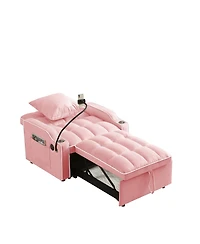 Streamdale Furniture3-in-1 Sofa Bed Convertible Sleeper Chair, Adjustable Pull Out Folding Sofa Bed (Pink)