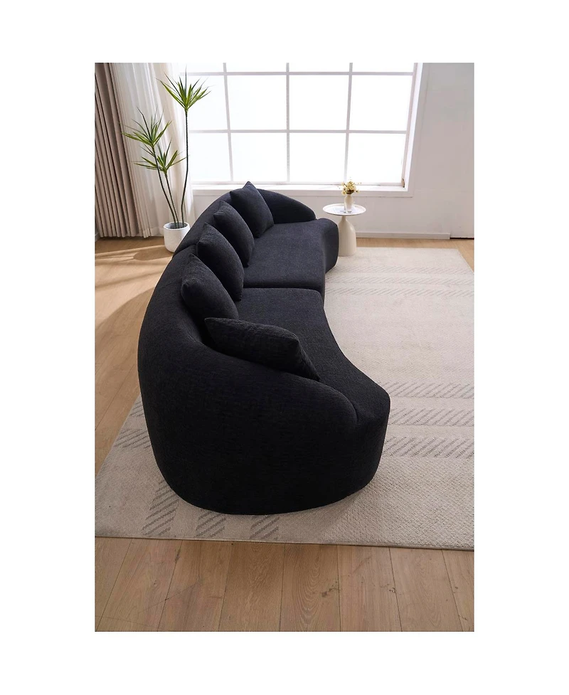 Streamdale Furniture Compression Sponge Sofa Black Curved Modular Sectional Sleeper Couch