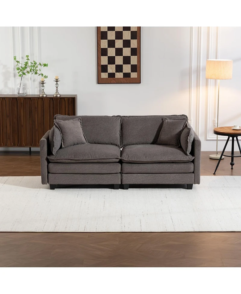 Streamdale Modern 2-Seat 78.74" Sectional Sofa with Waist Pillows and Chaise Lounge