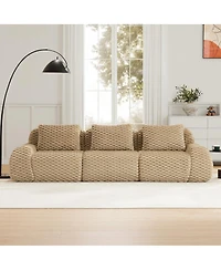 Streamdale Furniture Modern Modular Sectional Sofa, Flannelette Fabric, Oversized 3-Seater Couch, Light Camel