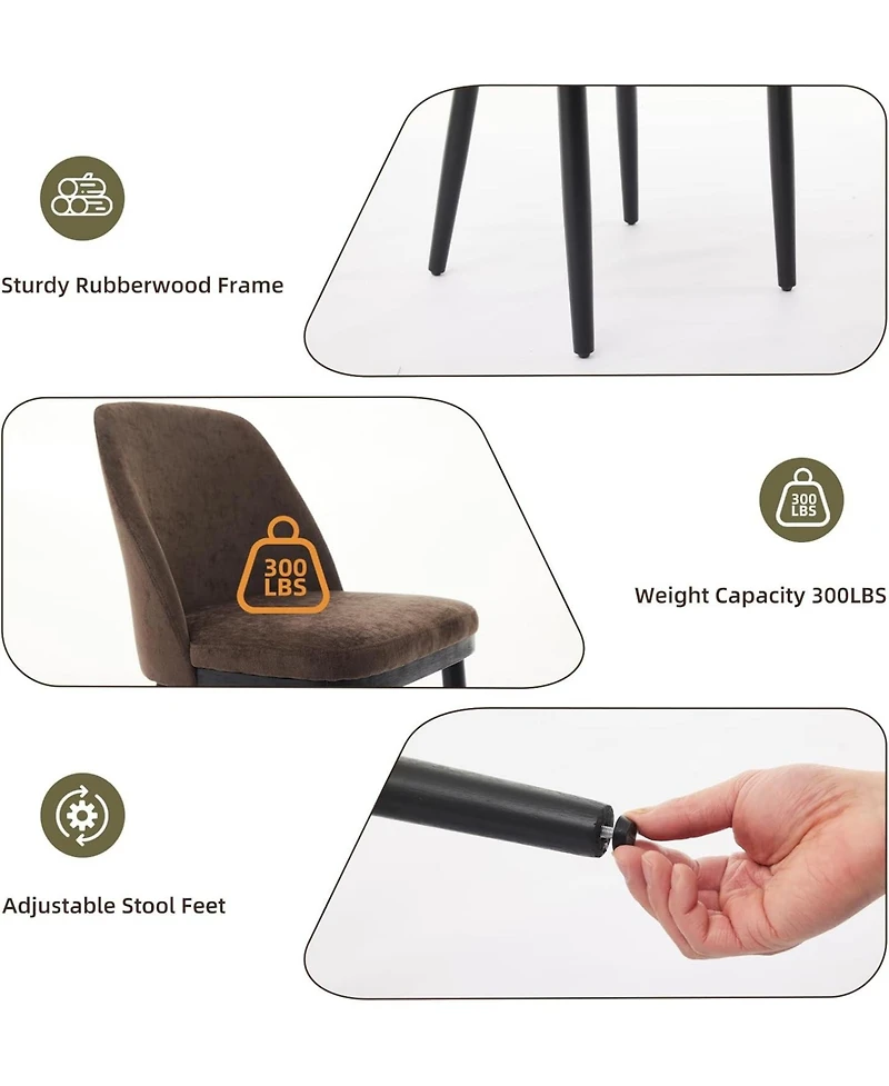 gaomon Modern Dining Chair Set of 2, Linen Upholstered Kitchen Chair, Beige Dining Room Chair with Curved Back, Sold Wood Legs