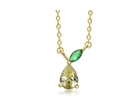 Rachel Glauber Timeless Cz Botanical-Inspired Drop Necklace in 14K Gold Plated