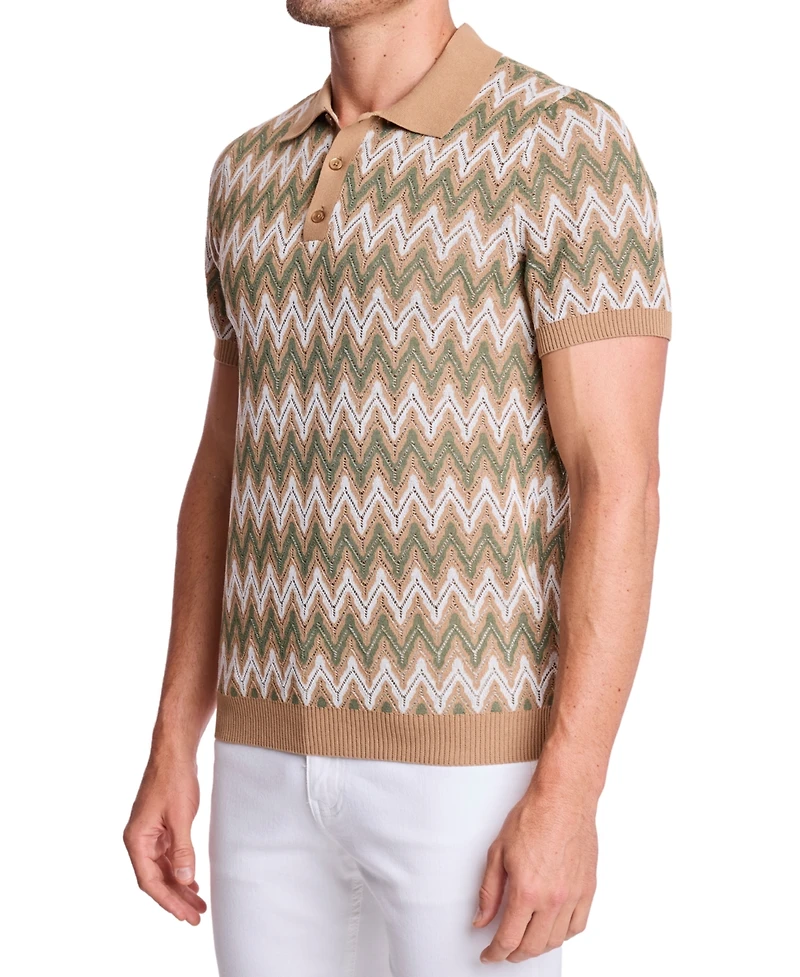 Paisley & Gray Men's Zig Zag Print Polo Shirt