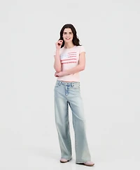 Just Polly Juniors' Patchwork Flag Short-Sleeve T-Shirt