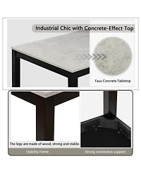 Streamdale Furniture 5-Piece Dining Set with Concrete-Effect Melamine Tabletop, Modern Wooden Dining Table Set, Gray&Black