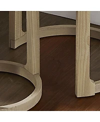 Streamdale Furniture 24" 2PC Curved Round Wooden Coffee Table Set, Mid Century Rustic Oak