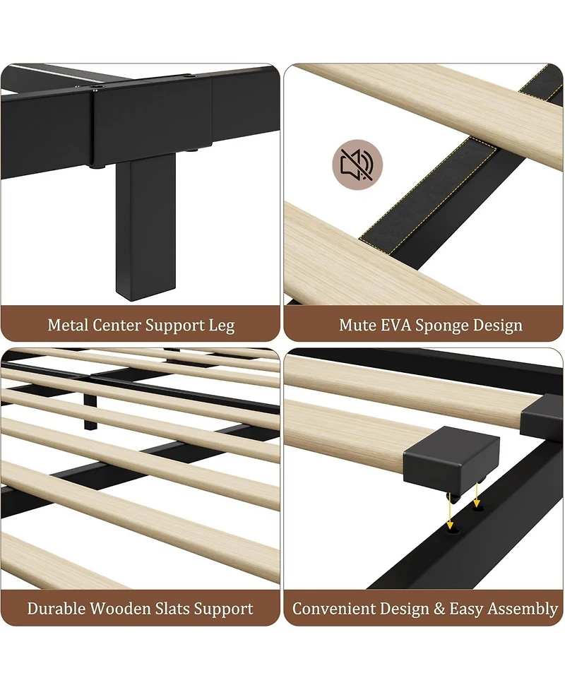 gaomon Sturdy Platform Bed Frame with Rustic Wooden Headboard & Footboard, Heavy Duty Slats, No Box Seasonal Needed, Bedroom