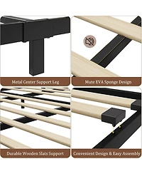 gaomon Sturdy Platform Bed Frame with Rustic Wooden Headboard & Footboard, Heavy Duty Slats, No Box Seasonal Needed, Bedroom