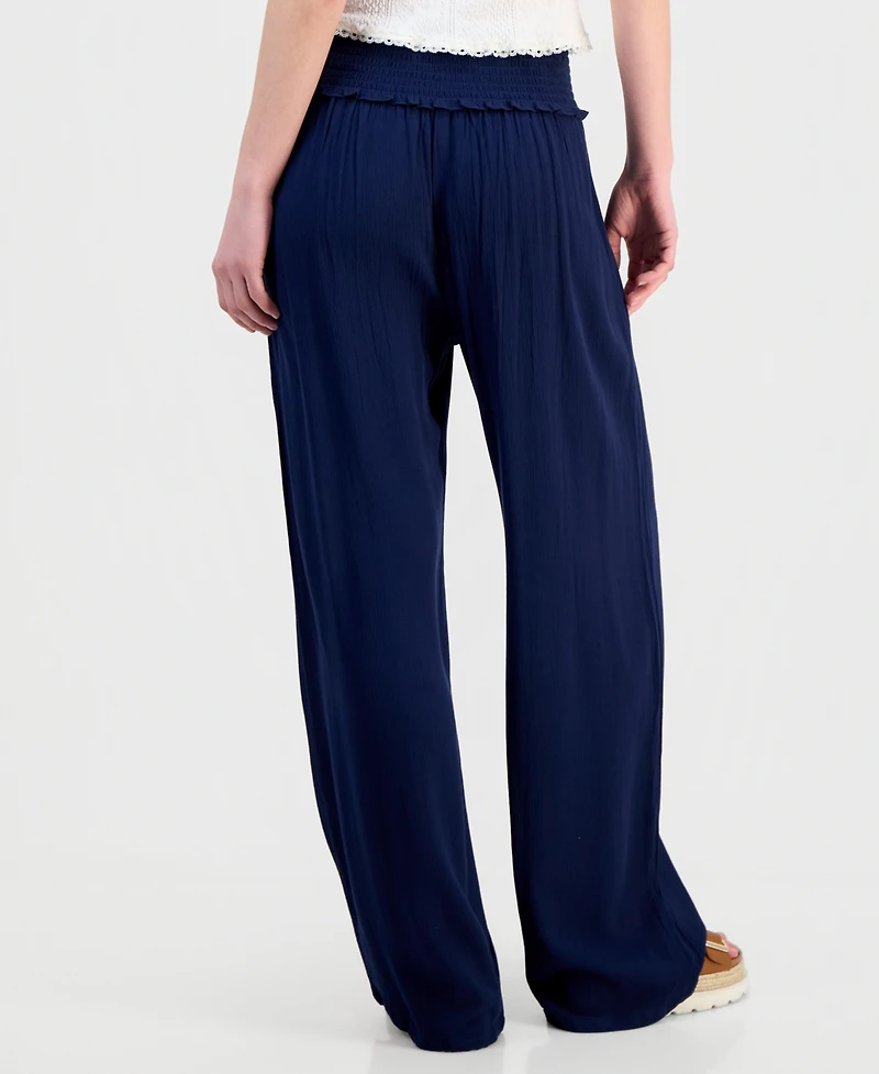 Kingston Grey Juniors' Smocked-Waist Soft Pants