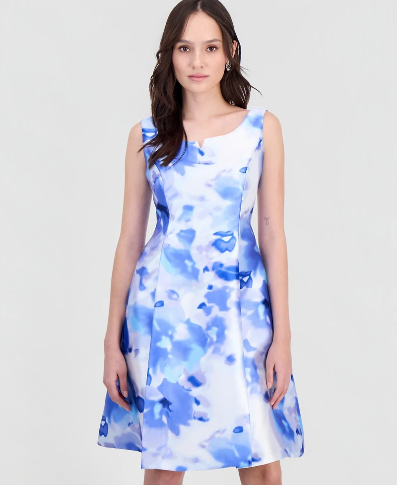 Connected Petite Printed Sleeveless A-Line Dress