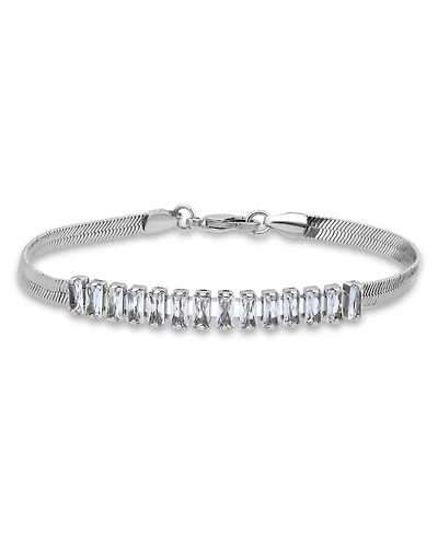 Macy's Herringbone 5 ct. t.w Blue Cubic Zirconia Baguette Stones on Chain Tennis Bracelet, Created for