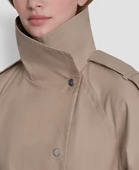 Dkny Women's Belted Funnel Collar Long Trench Coat