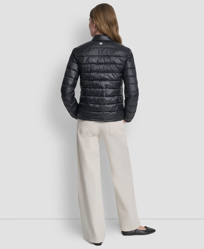 Dkny Women's Packable Moto Collar Short Coat