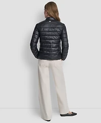 Dkny Women's Packable Moto Collar Short Coat