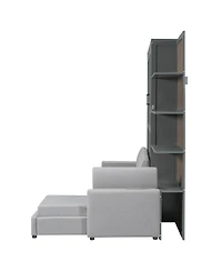 Streamdale Furniture Queen Size Murphy Bed Wall Bed with Sofa and Shelves, Gray