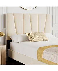 gaomon Size Bed Frame with Adjustable Headboard, Linen Upholstered Platform Bedframe with Strong Wooden Slats