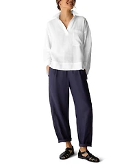 Eileen Fisher Women's Classic Collar Pop-Over Top