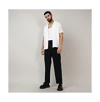 Campus Sutra Men's Onyx Black Solid Tailored Trousers