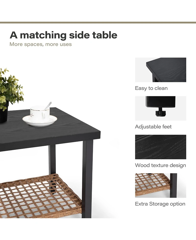 Decksplore 3 piece set of rotating rocking chair with flowers and rattan beige Bohemian Patio